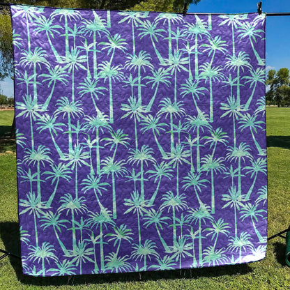 Teal Palm Tree CL17100594MDQ Quilt Blanket