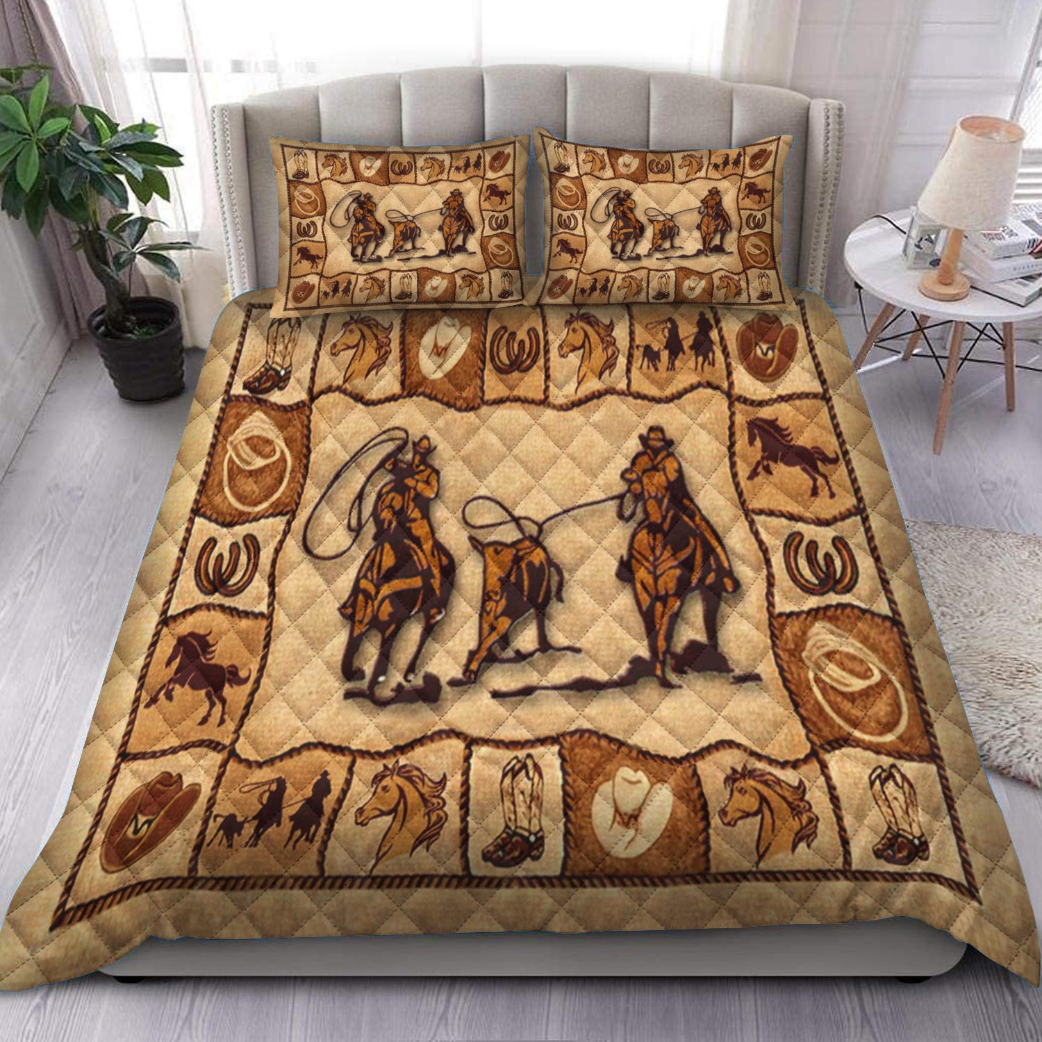 Team Roping Quilt Bedding Set HM1709005 – Charming Favor