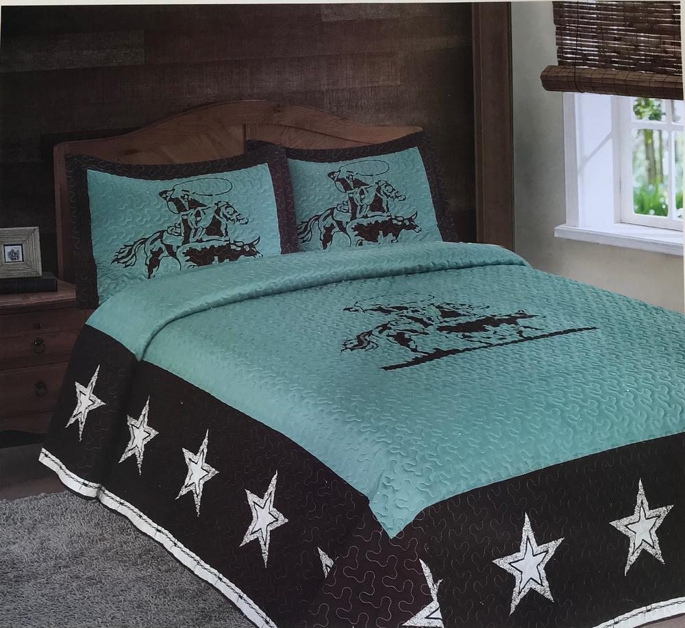 Texas Style Rustic Rodeo Cowboy Star Western CLM2110528B Quilt Bedding Set