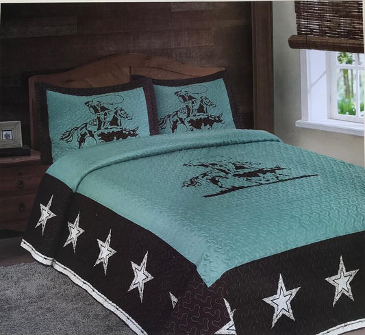 Texas Style Rustic Rodeo Cowboy Star Western CLM2110528B Quilt Bedding Set