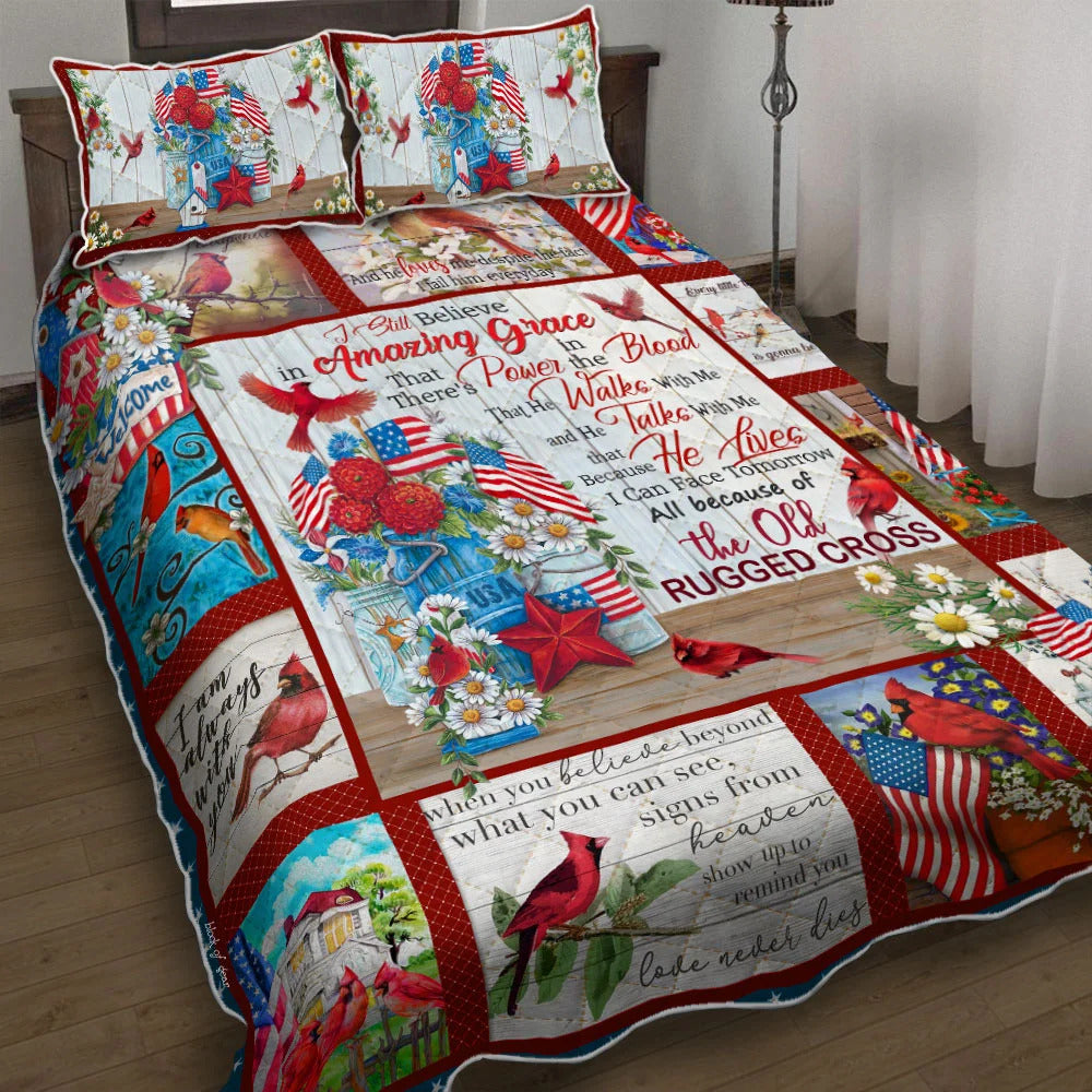 The Old Rugged Cross Cardinal Quilt Bedding Set TM150908