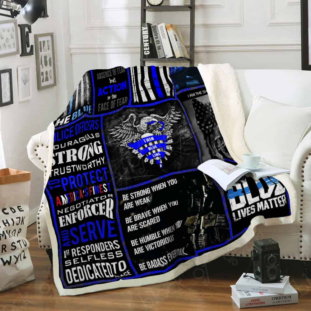 Thin Blue Line CL05100510MDF Sherpa Fleece Blanket