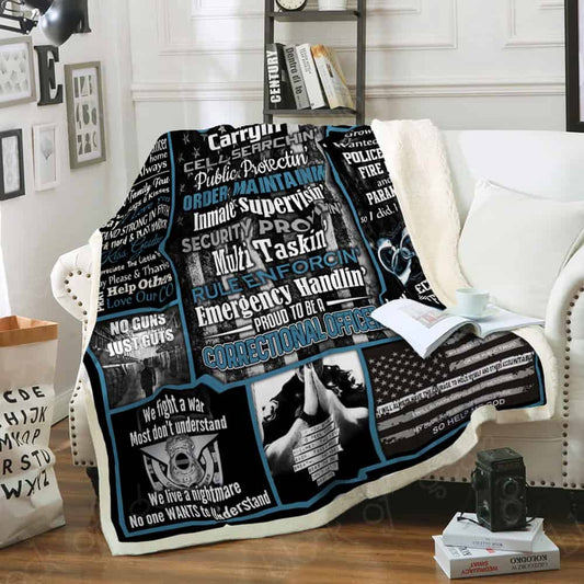 Thin Gray Line Correction Officer CL04100224F Sherpa Fleece Blanket