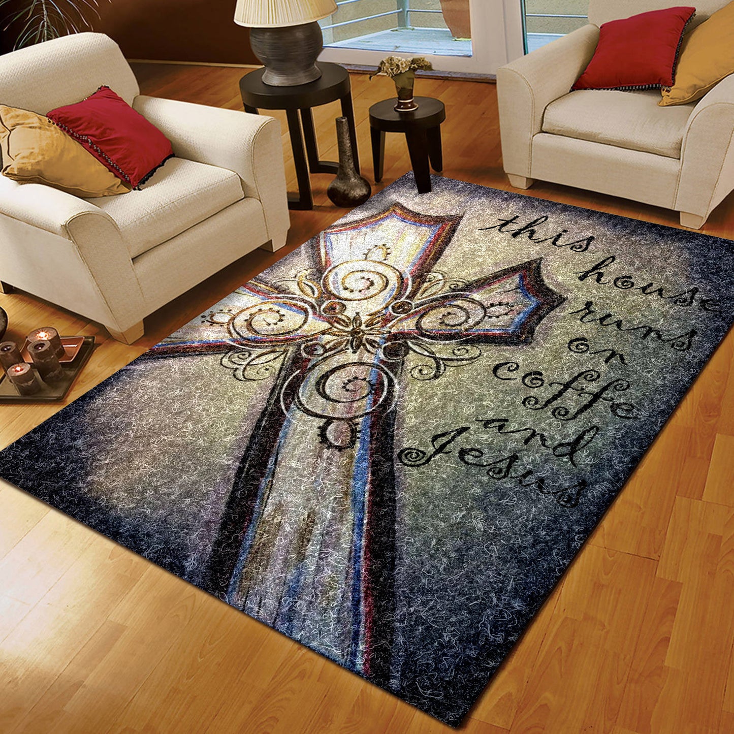 This House Runs On Coffee And Jesus CLA1410003R Rug