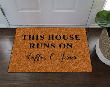 This House Runs On Coffee And Jesus CLA1710016D Non-slip Door mats