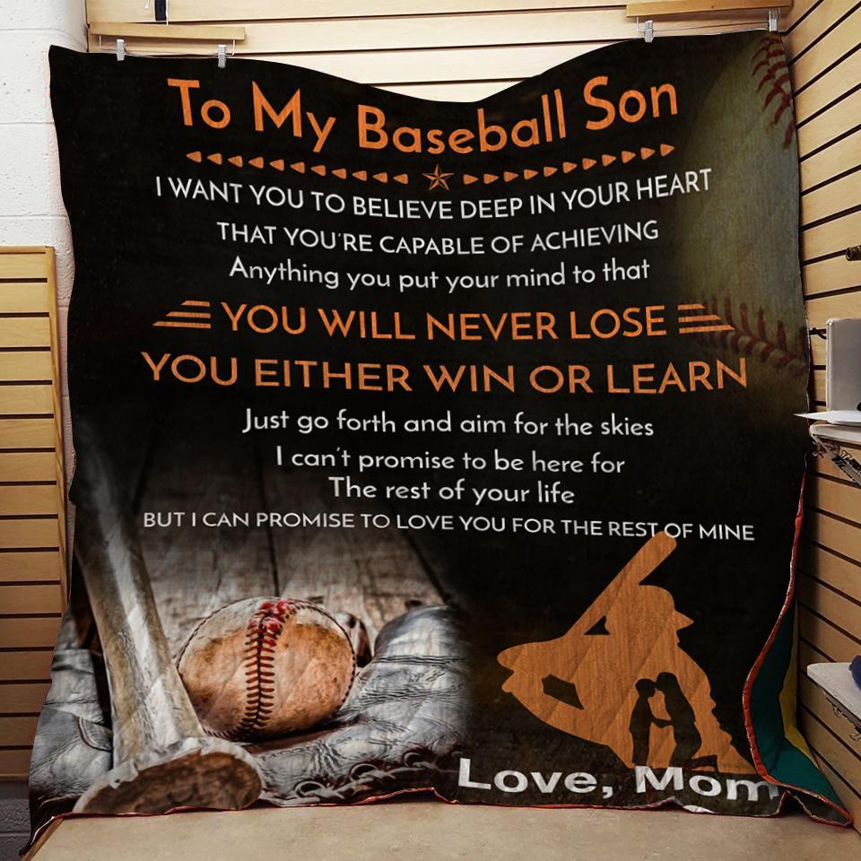 To My Baseball Son Mom CL01110656MDQ Quilt Blanket