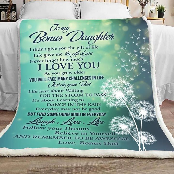 To My Bonus Daughter CL15110258MDF Sherpa Fleece Blanket