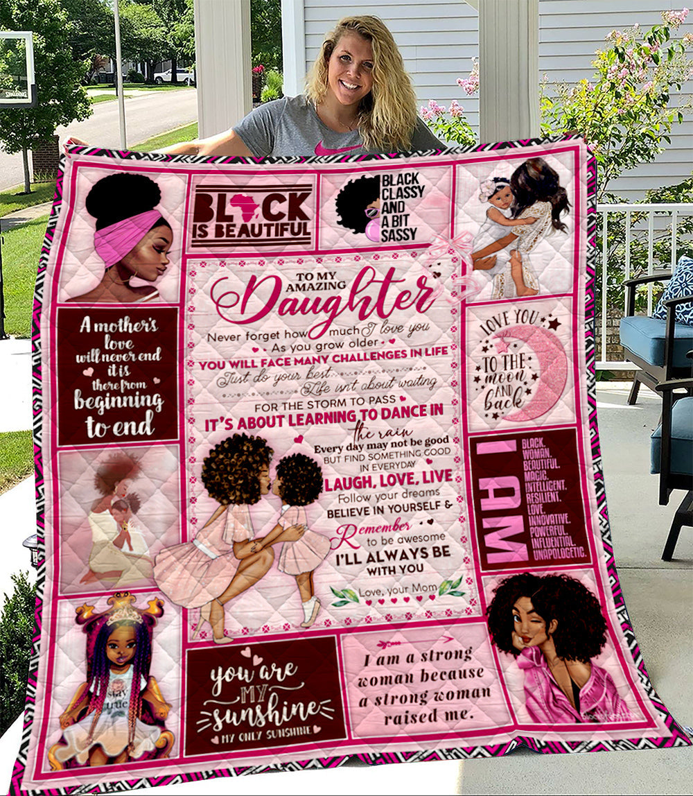 To My Daughter Black Girl Quilt Blanket TM011101