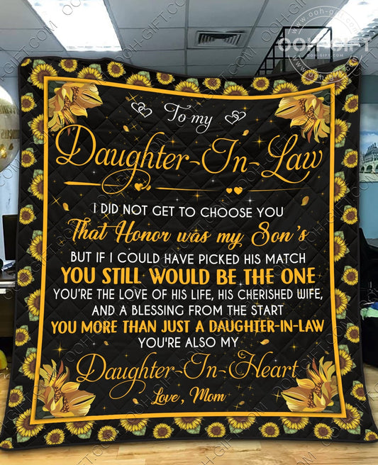 To My Daughter In Law Mom Sunflower CL01110680MDQ Quilt Blanket