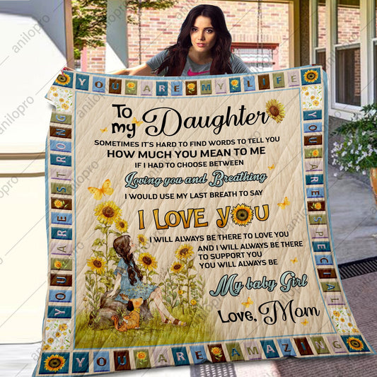 To My Daughter Mom CL01110359MDQ Quilt Blanket