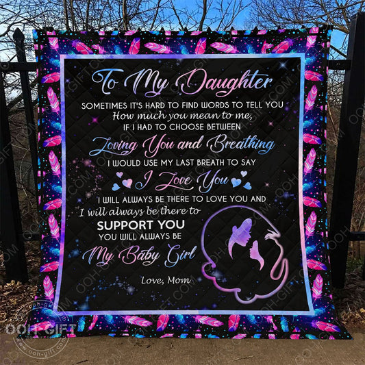 To My Daughter Mom CL01110677MDQ Quilt Blanket
