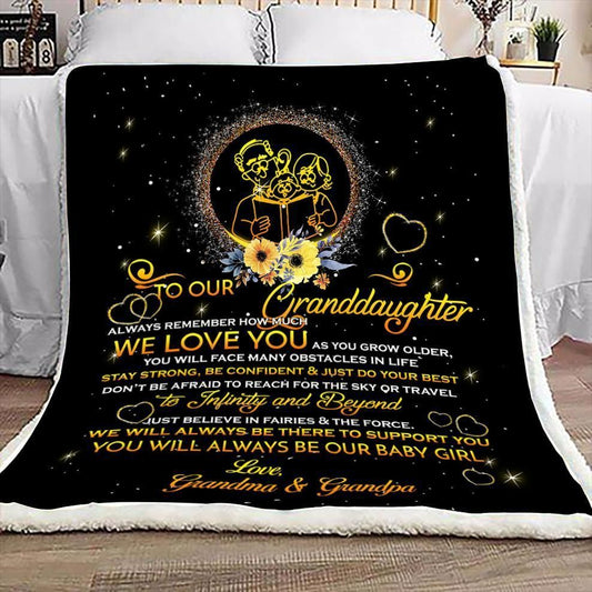 To My Granddaughter Grandma And Grandpa CL2100191MDF Sherpa Fleece Blanket