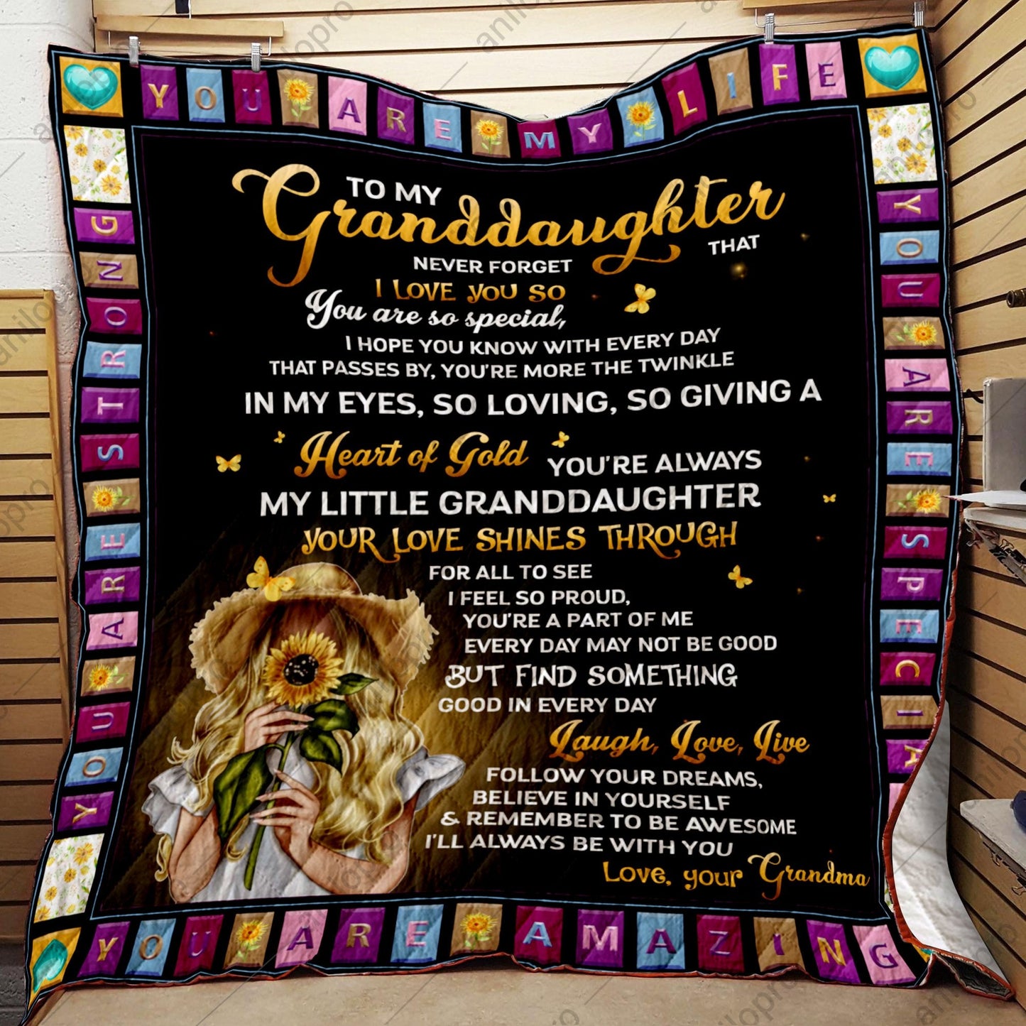 To My Granddaughter Grandma CL01110412MDQ Quilt Blanket