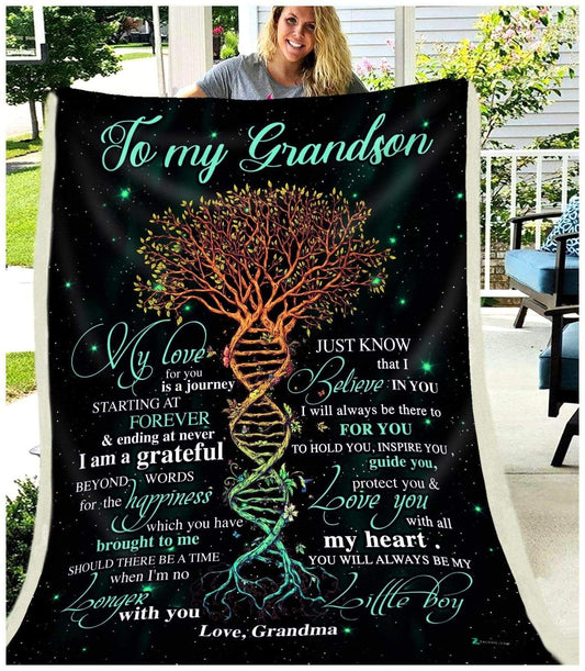 To My Grandson CL260980MDF Sherpa Fleece Blanket