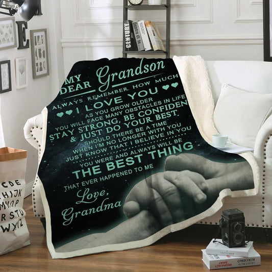 To My Grandson CL30100437MDF Sherpa Fleece Blanket