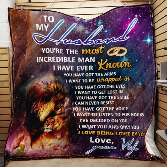 To My Husband Lion CL01110491MDQ Quilt Blanket