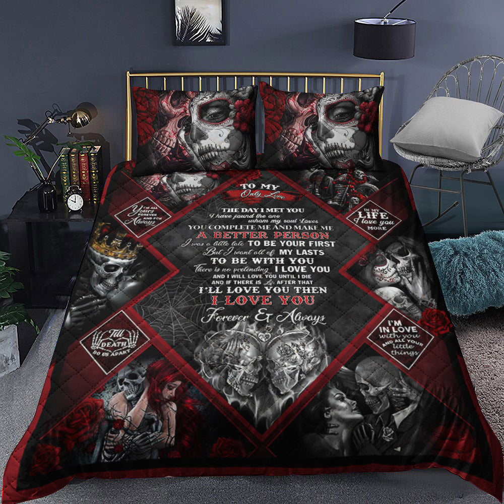 To My Only Love Skull Couple Quilt Bedding Set TL150909