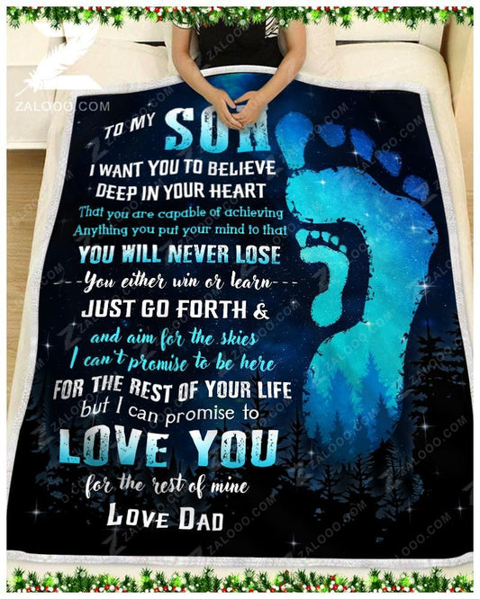 To My Son Love Dad CL11100207MDF Sherpa Fleece Blanket