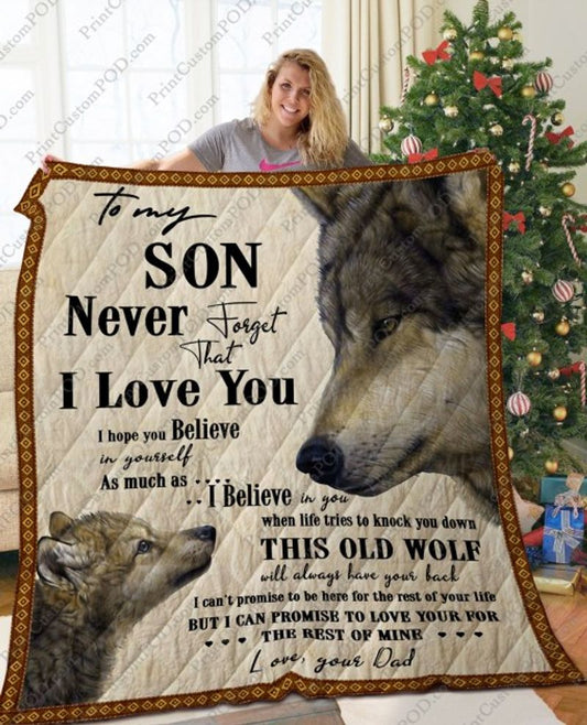 To My Son Wolf CLH2111614Q Quilt Blanket