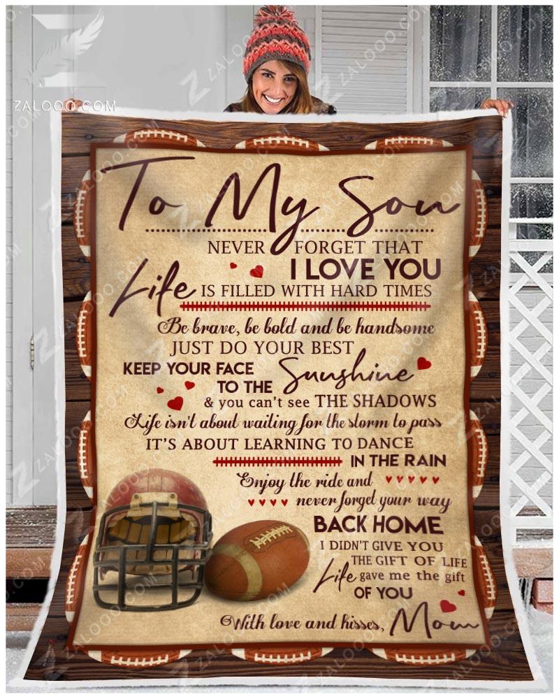 To My American Football Son Mom CL02111384MDF Sherpa Fleece Blanket