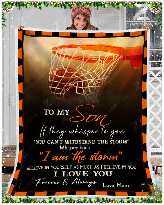 To My Basketball Son Mom CL02111398MDF Sherpa Fleece Blanket