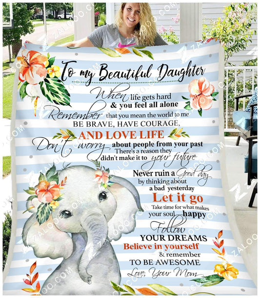 To My Beautiful Daughter Elephant CL250980MDF Sherpa Fleece Blanket