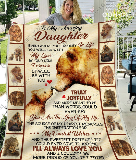 To My Daughter Bear CL02111417MDF Sherpa Fleece Blanket