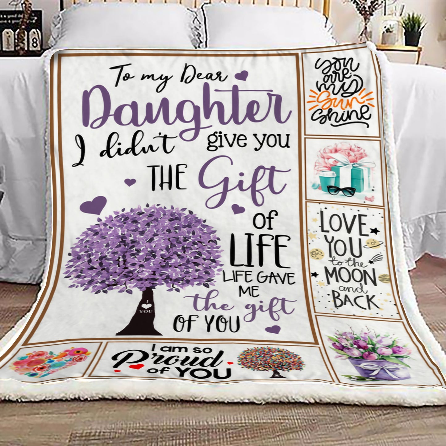 To My Daughter CL11110159MDF Sherpa Fleece Blanket