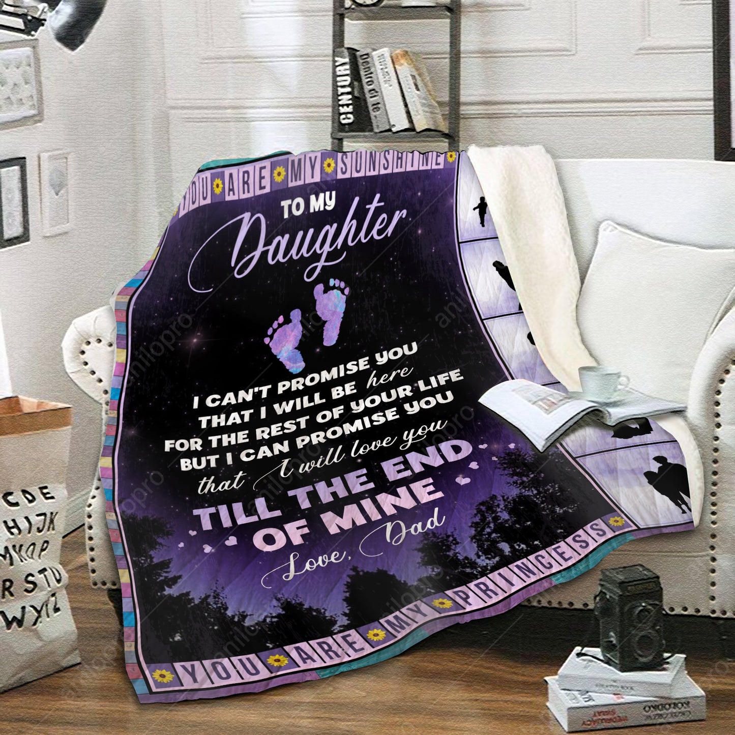 To My Daughter Dad CL02111422MDF Sherpa Fleece Blanket