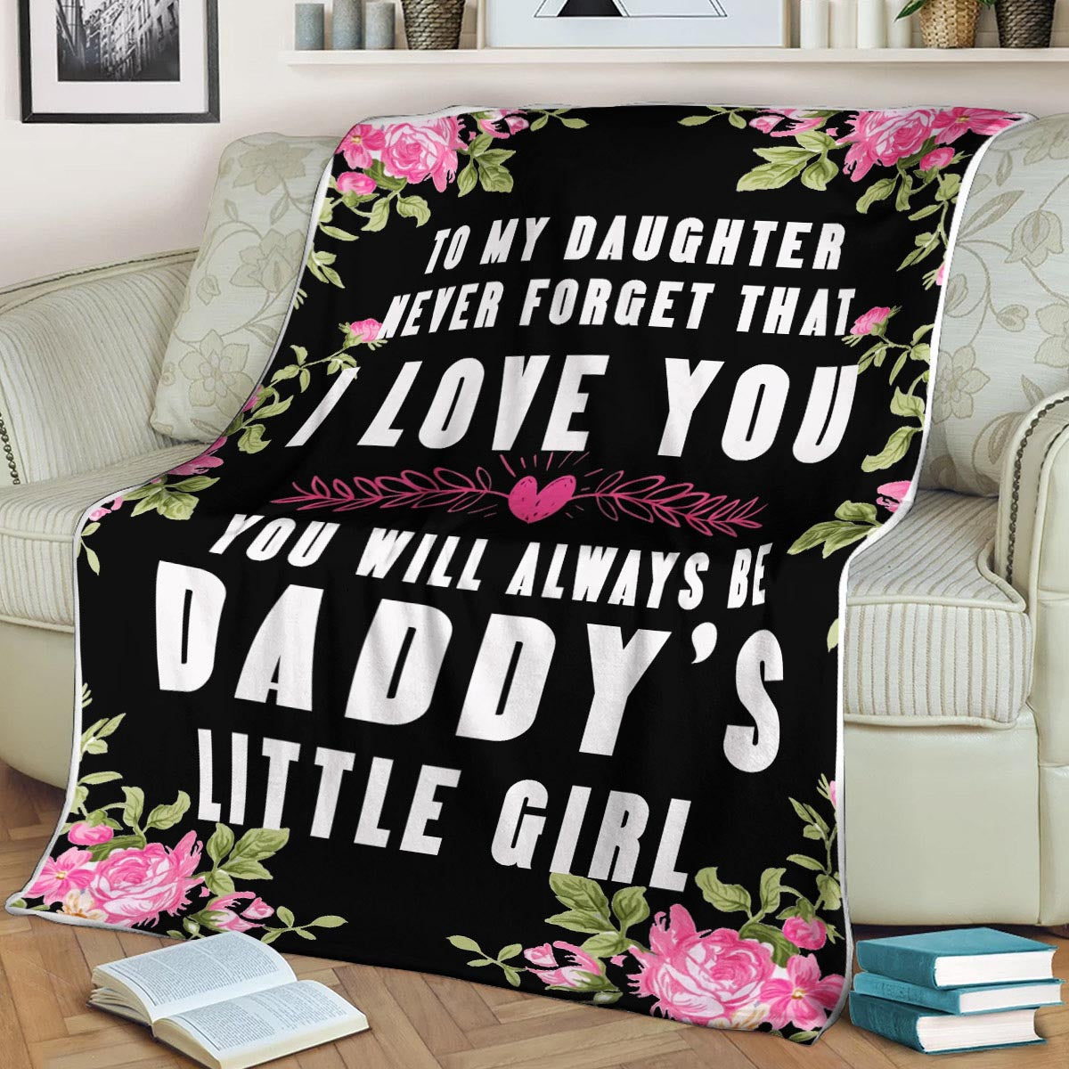 To My Daughter, Daddy Black CL2100179MDF Sherpa Fleece Blanket