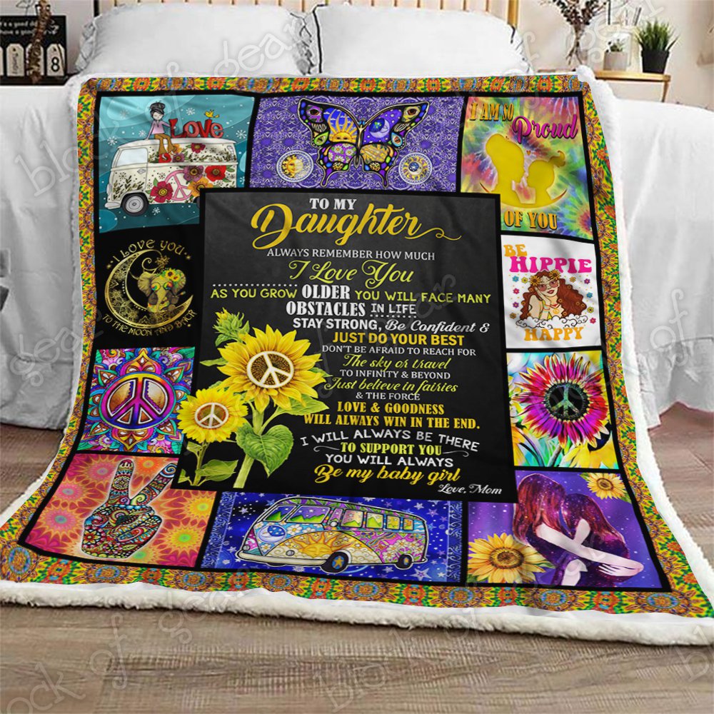 To My Daughter Hippie CL2109147MD Sherpa Fleece Blanket