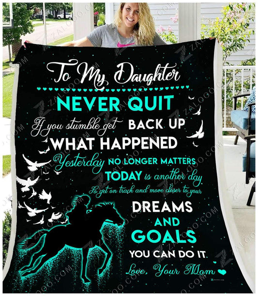 To My Daughter Horse CL250988MDF Sherpa Fleece Blanket
