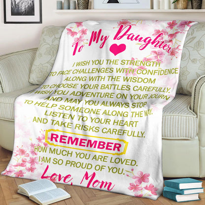To My Daughter Love, Mom CL2100168MDF Sherpa Fleece Blanket