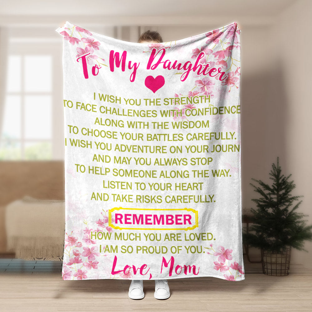 To My Daughter Love, Mom CL2100168MDF Sherpa Fleece Blanket
