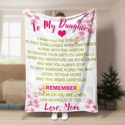 To My Daughter Love, Mom CL2100168MDF Sherpa Fleece Blanket