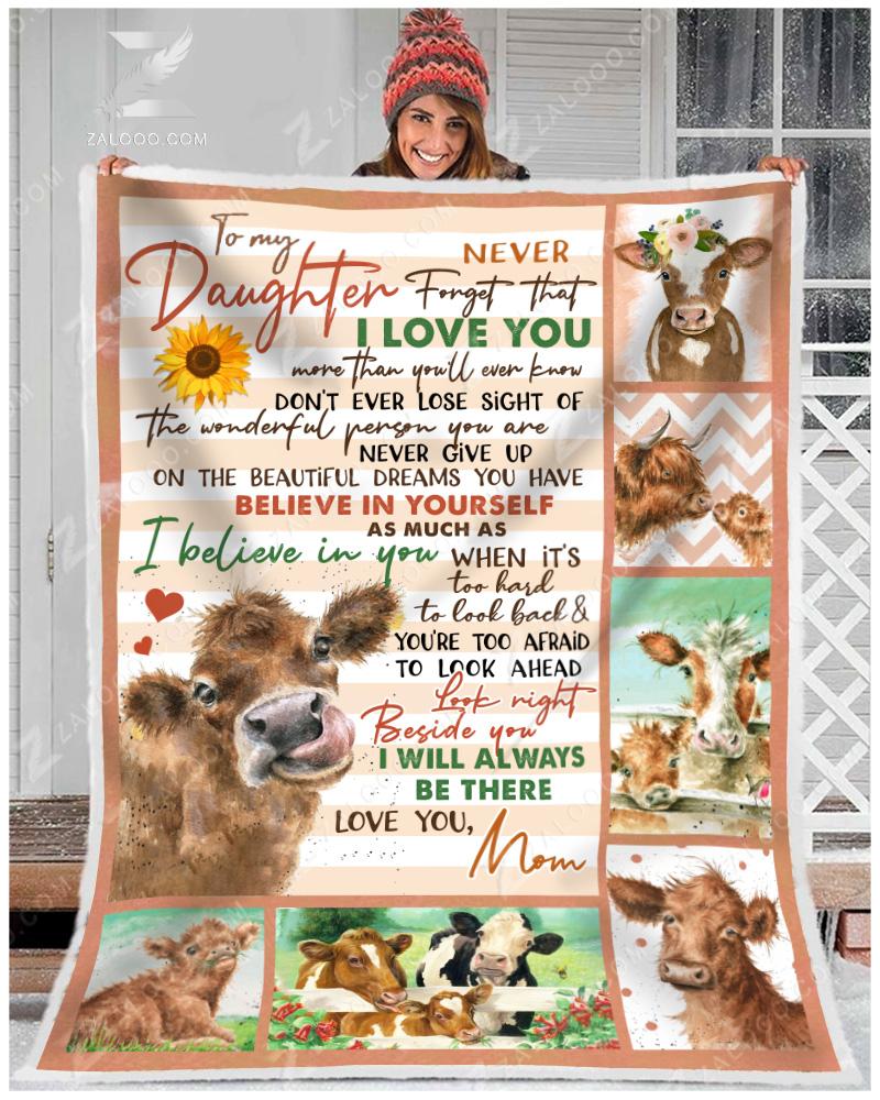 To My Daughter Mom Cow CL05110609MDF Sherpa Fleece Blanket