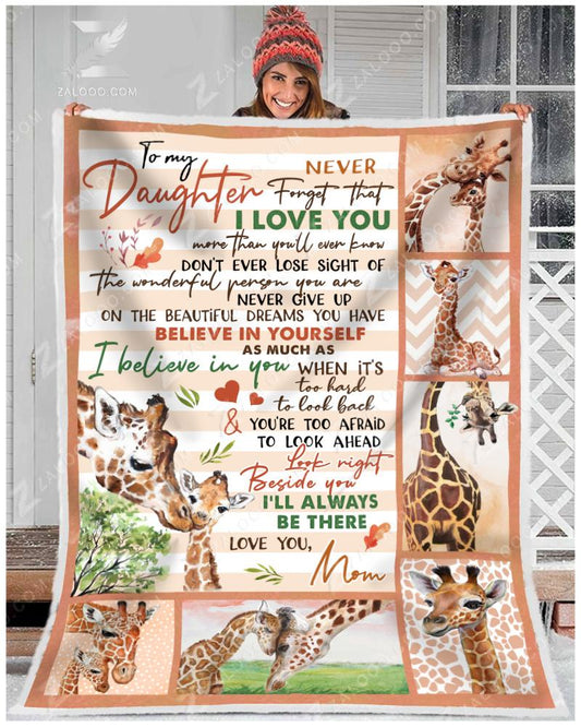 To My Daughter Mom Giraffe CL05110612MDF Sherpa Fleece Blanket