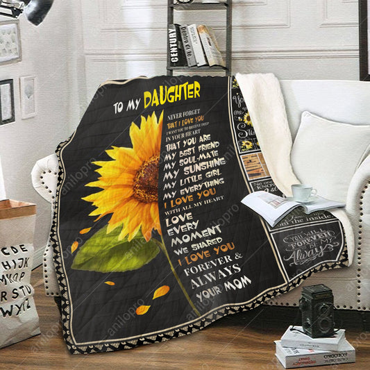 To My Daughter Mom Sunflower CL02111475MDF Sherpa Fleece Blanket