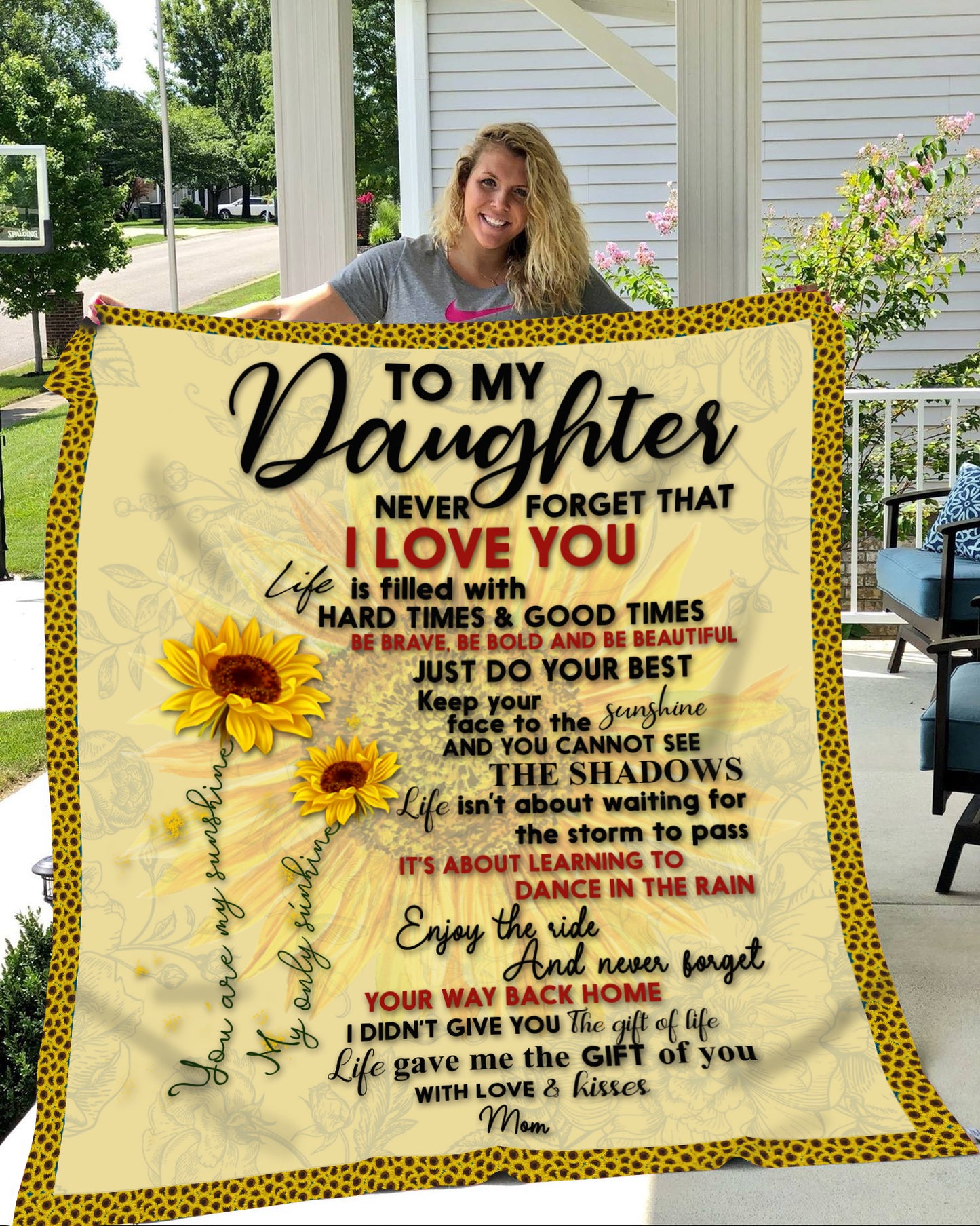 To My Daughter Mom Sunflower CL18110236MDF Sherpa Fleece Blanket