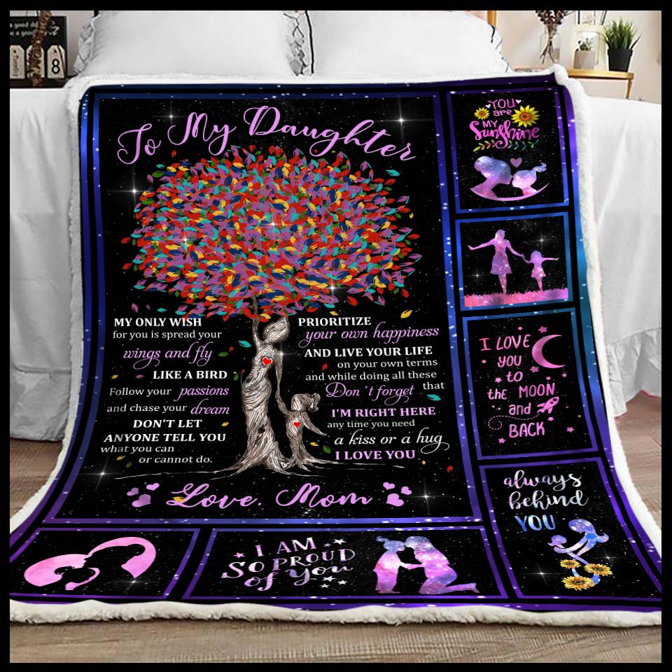 To My Daughter My Only Wish Tree CL250992MDF Sherpa Fleece Blanket