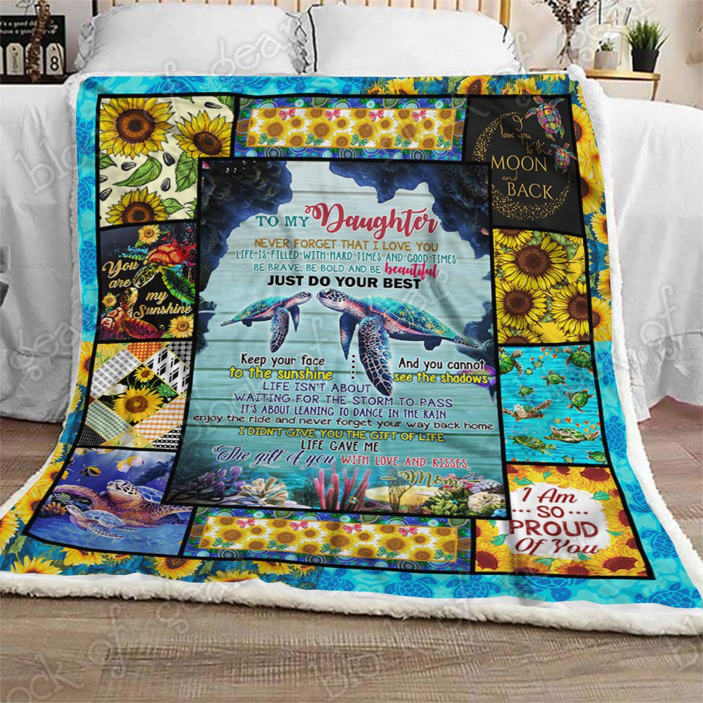 To My Daughter Turtle CL2109149MD Sherpa Fleece Blanket
