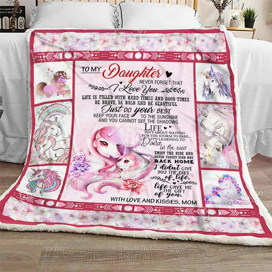 To My Daughter Unicorn CL1909201MDF Sherpa Fleece Blanket
