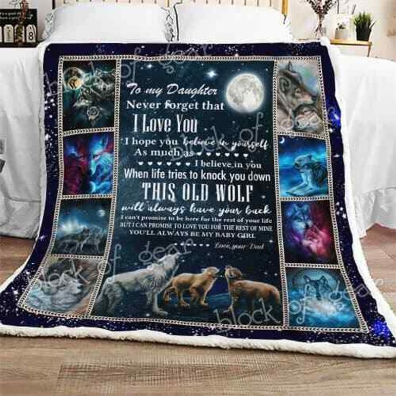 To My Daughter Wolf Family CLH2511479F Sherpa Fleece Blanket