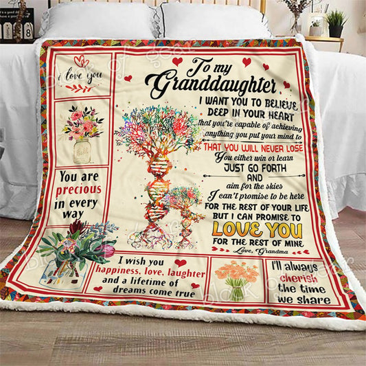 To My Granddaughter CL1909202MDF Sherpa Fleece Blanket