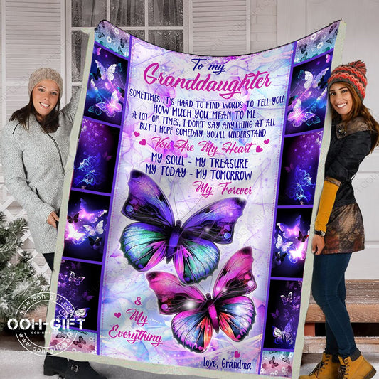 To My Granddaughter Grandma Butterfly CL02111574MDF Sherpa Fleece Blanket
