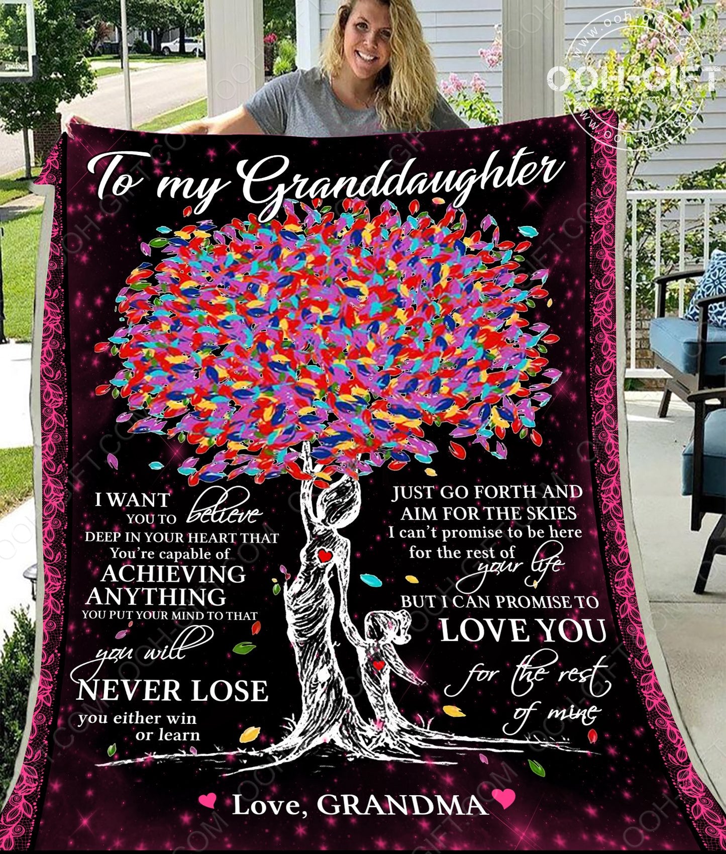 To My Granddaughter Grandma CL02111575MDF Sherpa Fleece Blanket