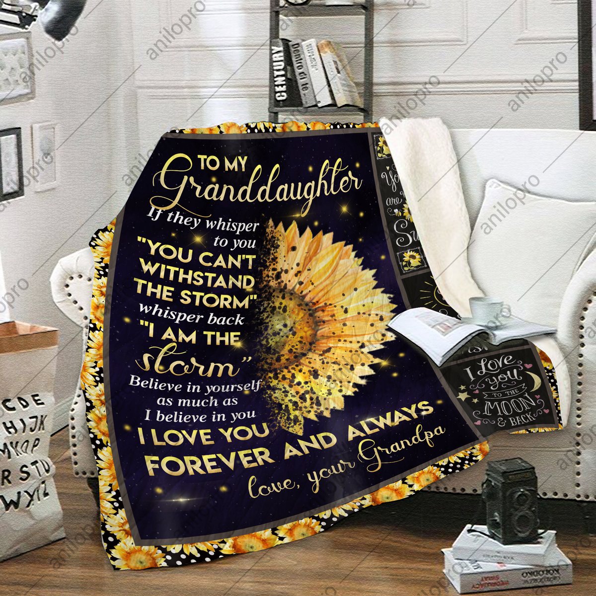 To My Granddaughter Grandpa CL02111578MDF Sherpa Fleece Blanket