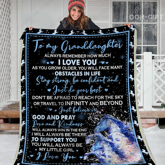 To My Granddaughter Horse CL02111582MDF Sherpa Fleece Blanket