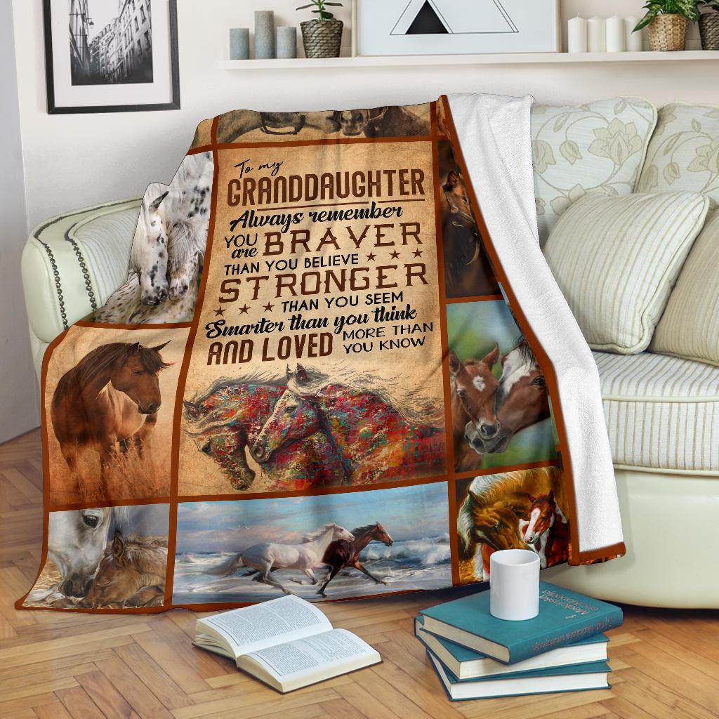 To My Granddaughter Horse CL30100429MDF Sherpa Fleece Blanket