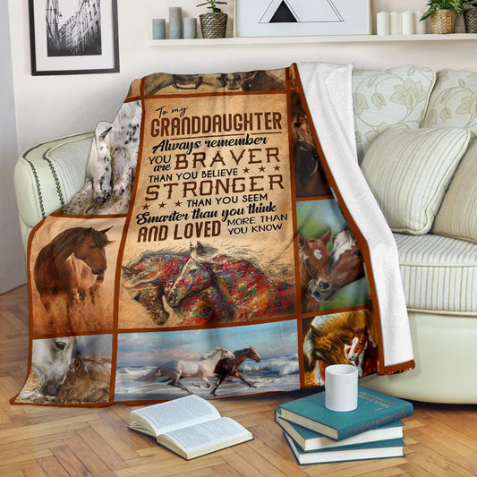 To My Granddaughter Horse CL30100429MDF Sherpa Fleece Blanket
